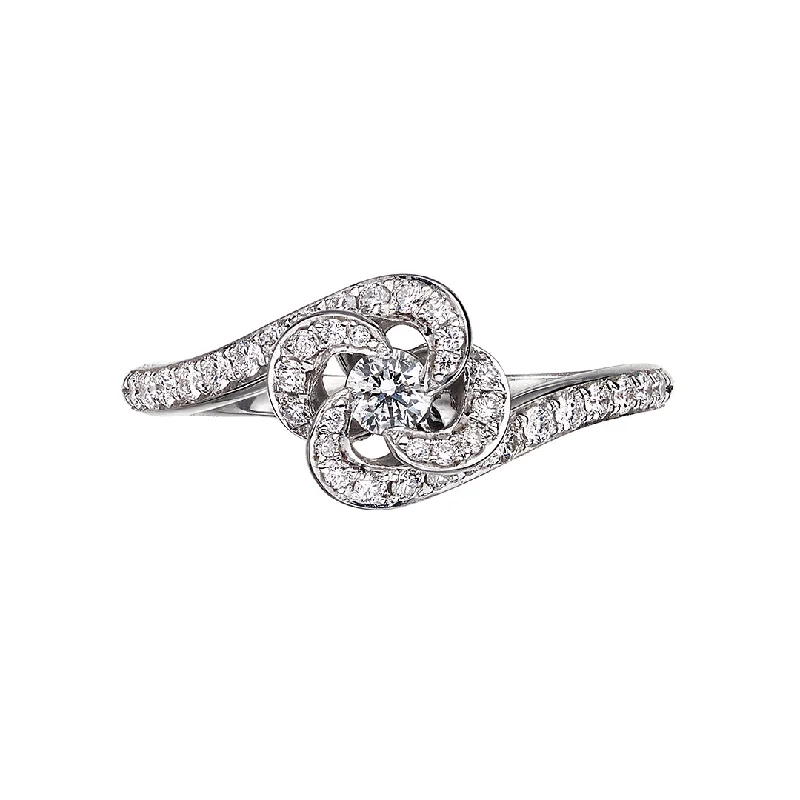 Entwined Petal10 Engagement Ring - 18ct White Gold & 0.34ct Diamond