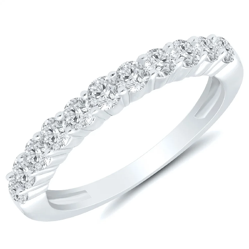 White gold diamond anniversary band with 11 diamonds, 0.75ctw