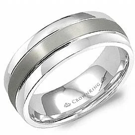 White Gold High Polish, Brushed Wedding Band