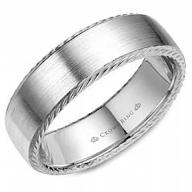 White Gold Wedding Band Brushed