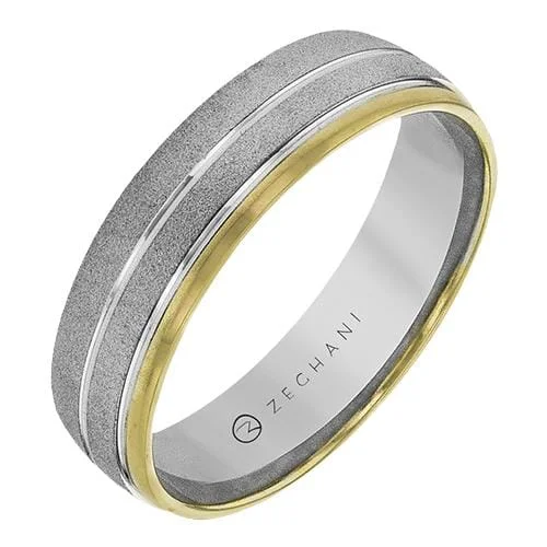 White Gold Brushed Mens Band.