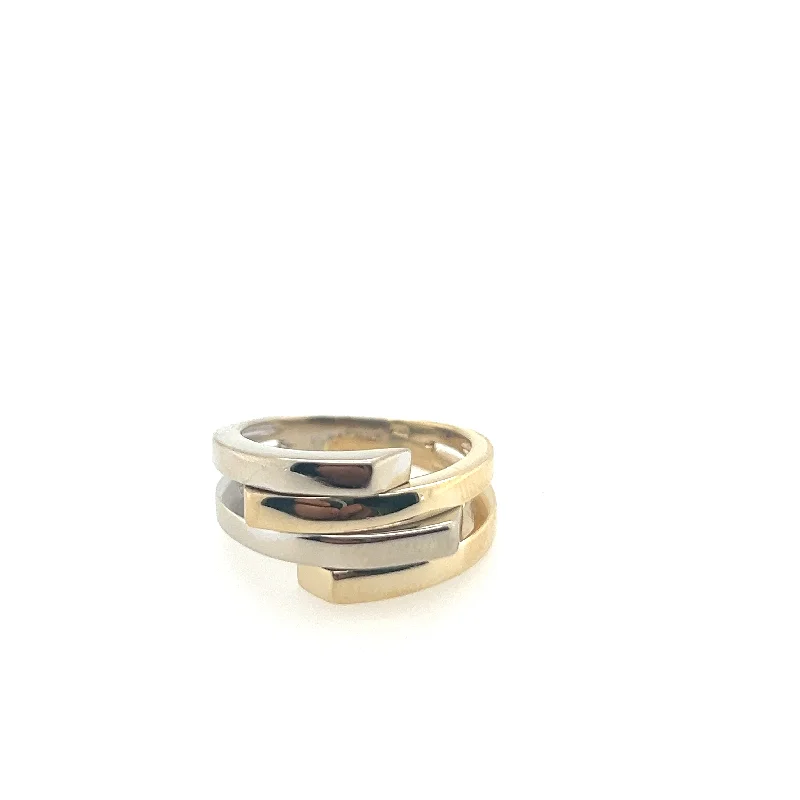 14K 2-tone By-Pass Ring