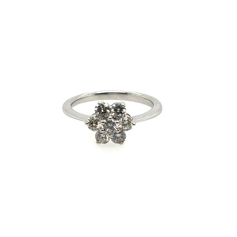 14K White Gold Flower Cluster Ring