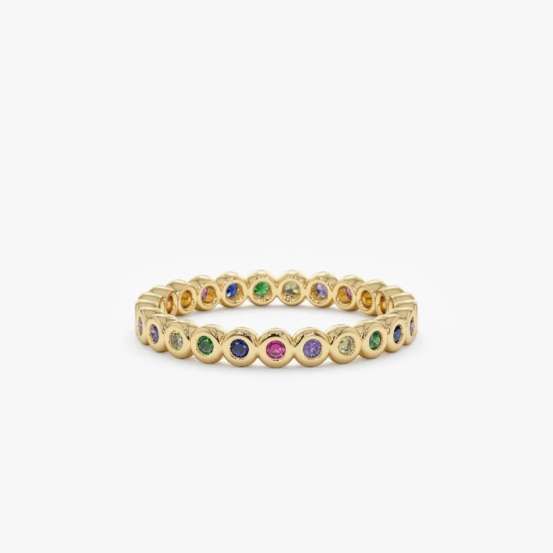 Bezel Rainbow Sapphire Eternity Ring, Saoirse