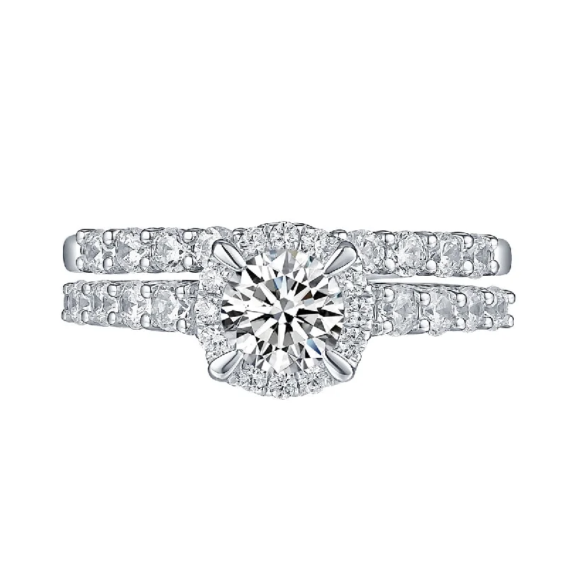 White Gold Round Engagement Ring S201652A and Band S201652B