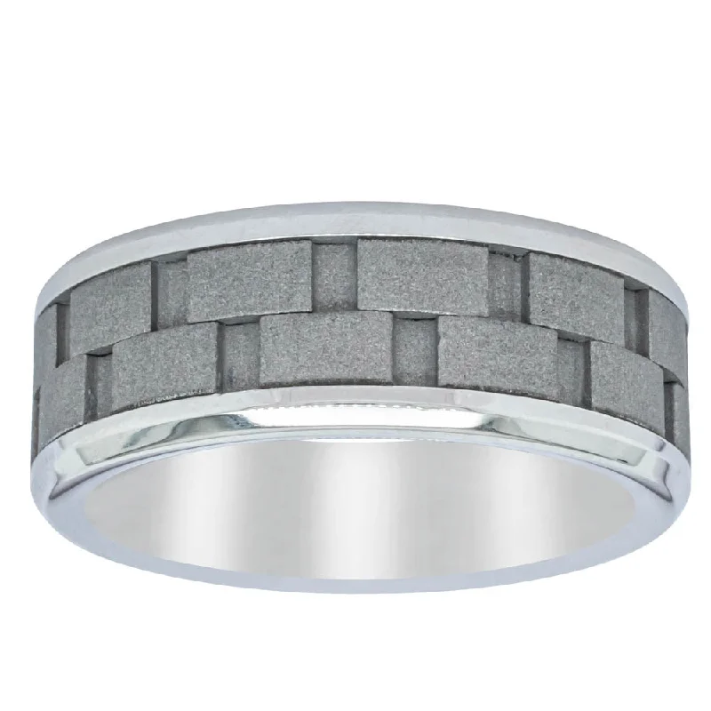 Cobalt Chrome 8mm Link Inlay Ring