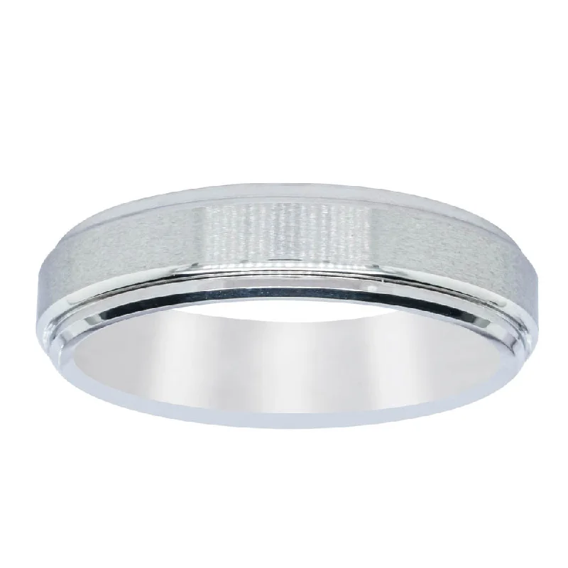 Cobalt Satin Finish Stepped Edge 6mm Men's Ring