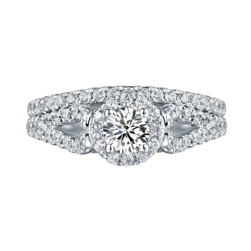 White Gold Round Engagement Ring S201638A and Band S201638B