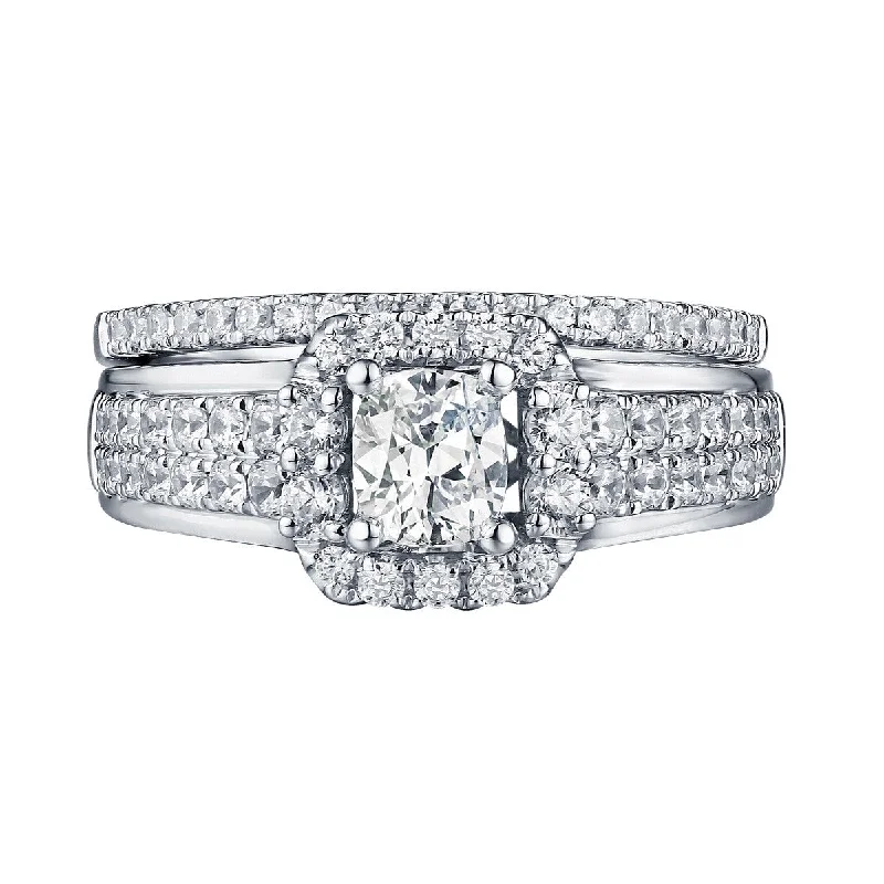 Cushion Cut Engagement Ring S201608A and Band S201608B