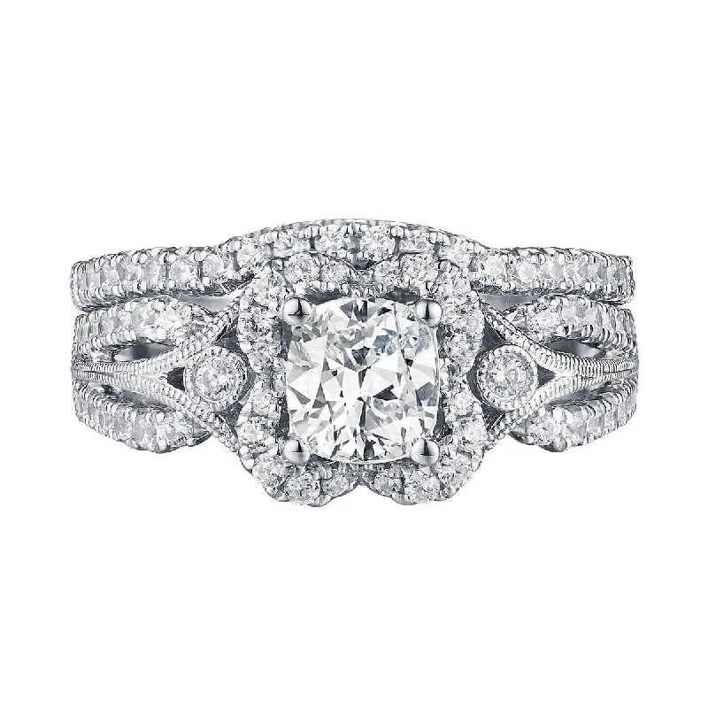 Cushion Cut Engagement Ring S201599A and Band Set S201599B