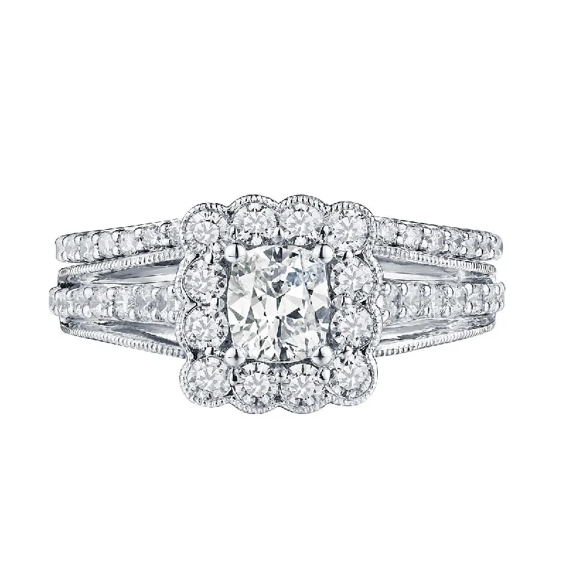 Cushion Cut Engagement Ring S201607A and Band Set S201607B