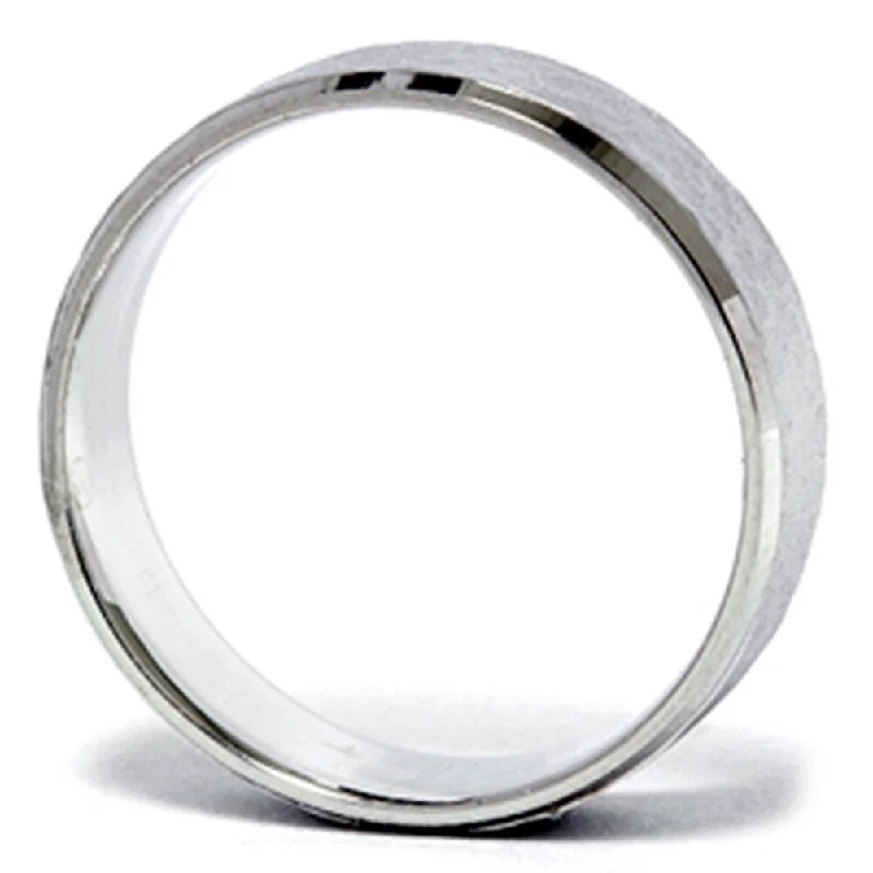 Mens 14K White Gold Hammered Beveled Wedding Band New