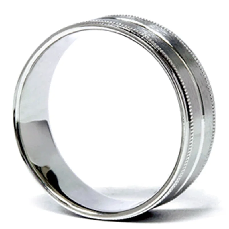 Men's 8mm Platinum Satin Wedding Band Bands Mens Rings