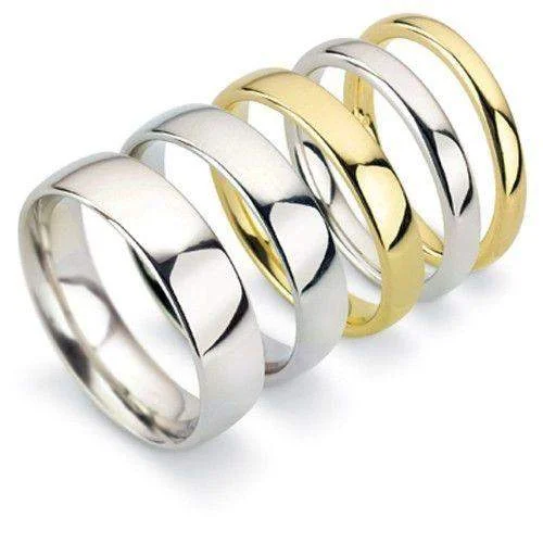 Mens Medium Court Shape Wedding Ring - Gold Platinum Palladium - 4-6mm