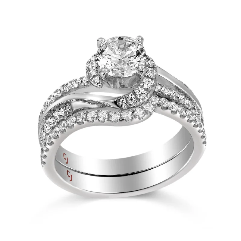 Modern Engagement Ring S201796A and Band Set S201796B