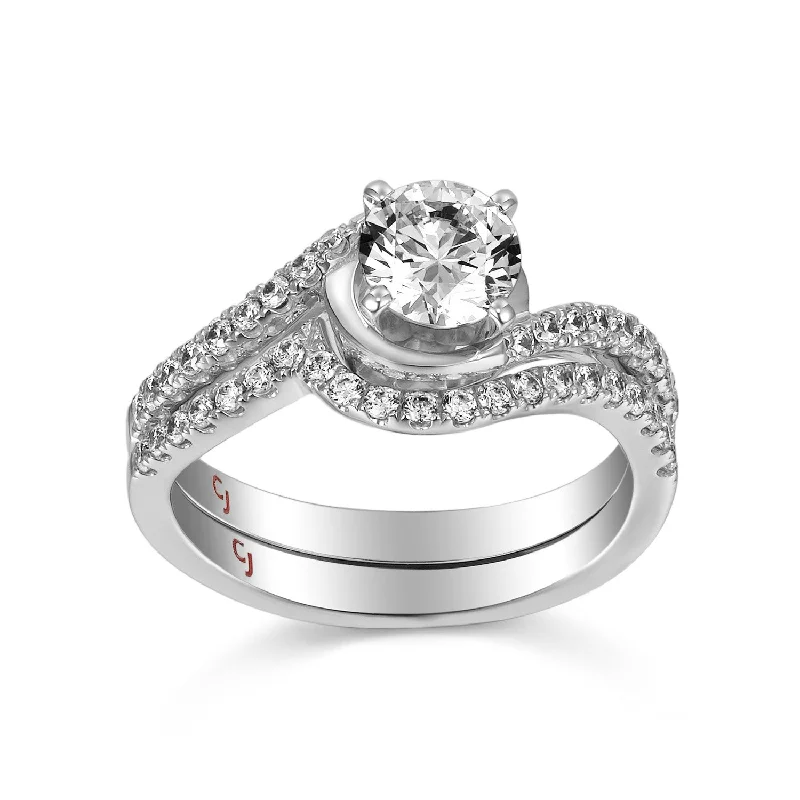 Modern Engagement Ring S201799A and Band Set S201799B