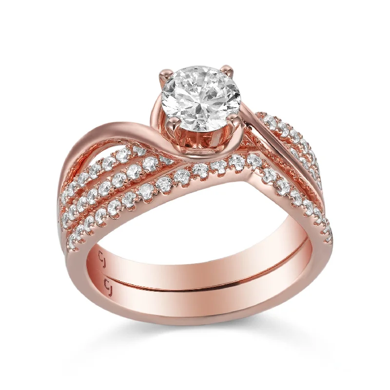 Modern Engagement Ring S201800A and Band Set S201800B