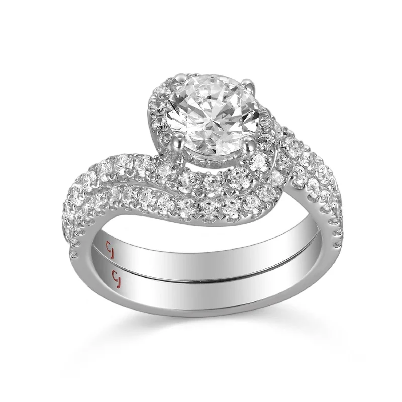 Modern Engagement Ring S201801A and Band Set S201801B