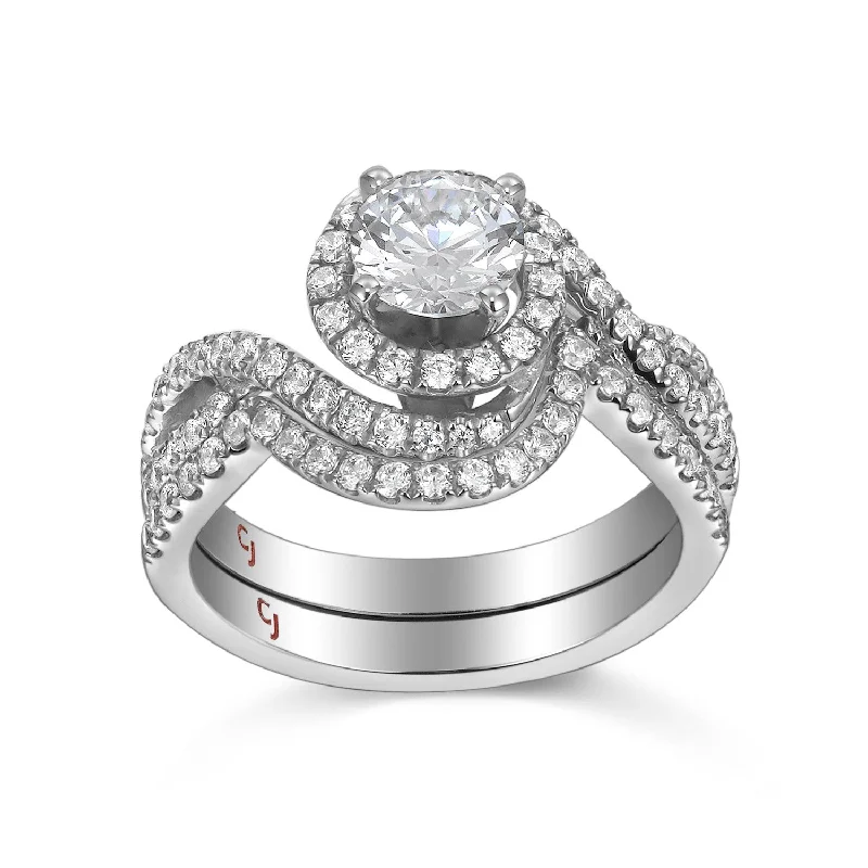 Modern Engagement Ring S201805A and Band Set S201805B