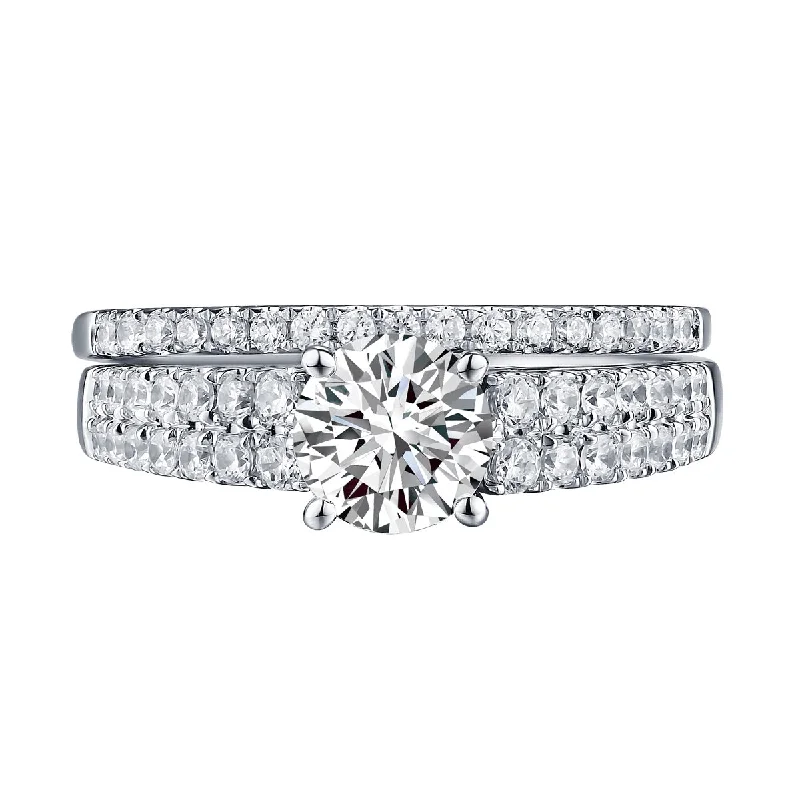 Modern Solitaire Plus Engagement Ring S201581A and Band Set S201581B