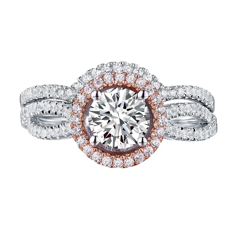 Modern Round Engagement Ring S201587A and Band Set S201587B