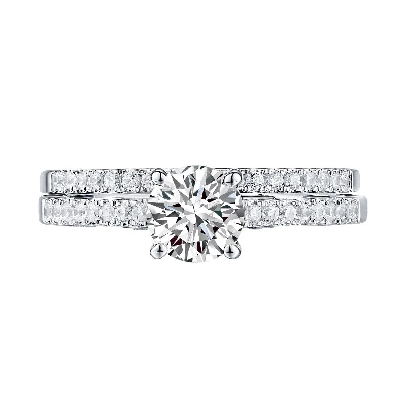 Modern Round Engagement Ring S201590A and Band Set S201590B