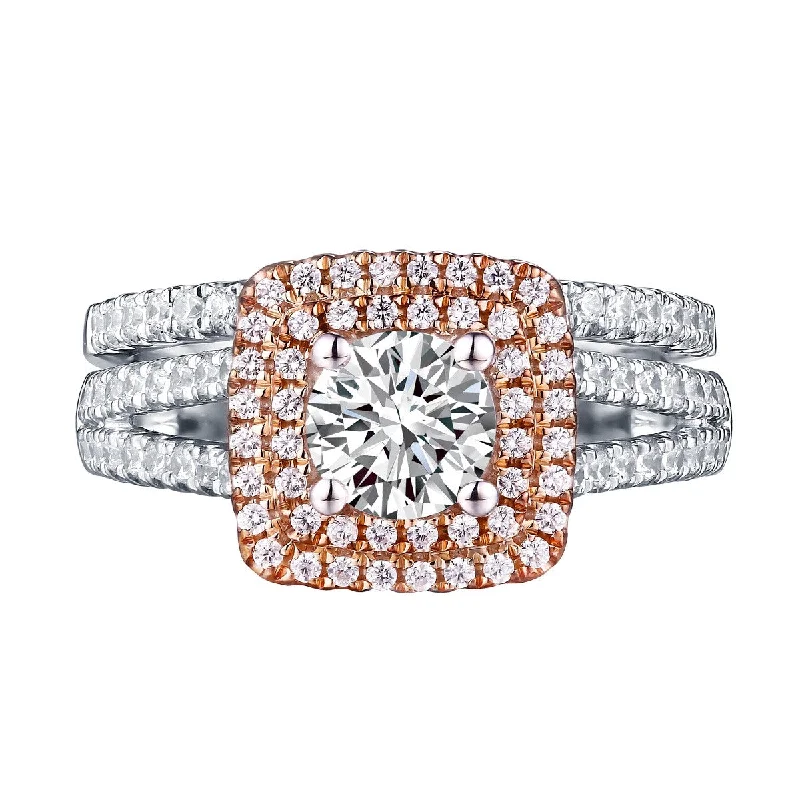 Modern Round Engagement Ring S201614A and Band Set S201614B