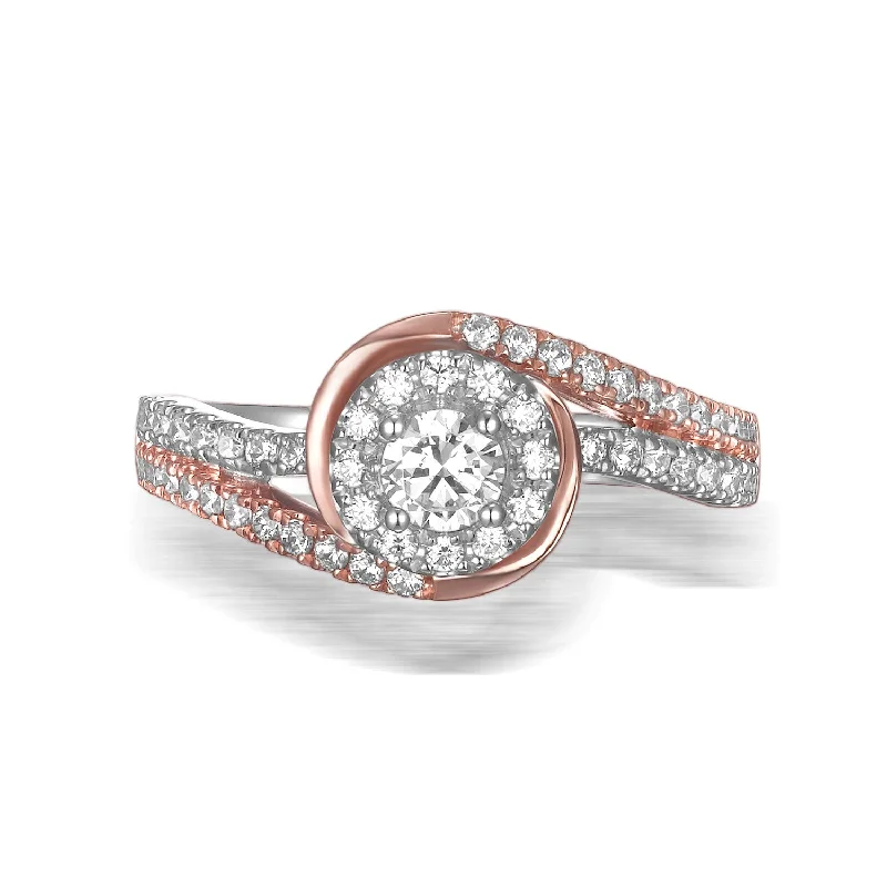 Modern Two Tone Engagement Ring S201793A and Band Set S201793B