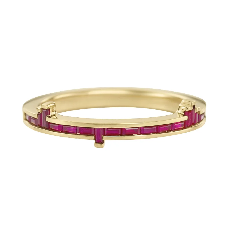 Pixel Ruby Baguette Ring