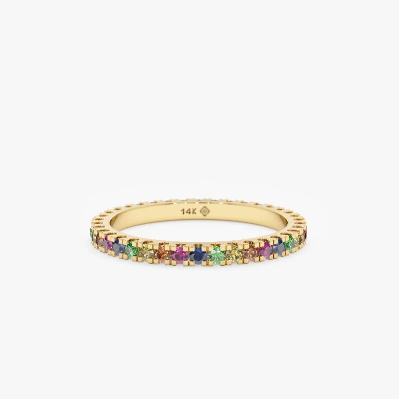 Prong Rainbow Sapphire Eternity Ring, Saoirse