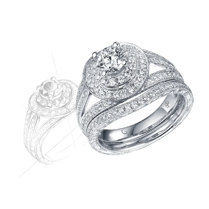 Renaissance Engagement Ring SV0229A and Band SV0229B Set