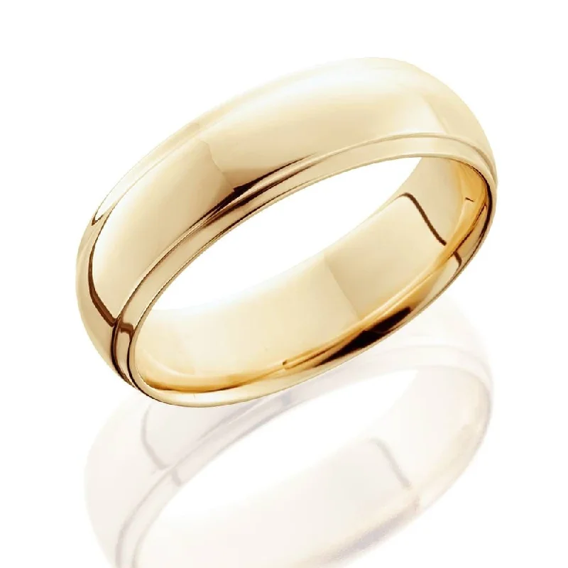 Step Cut Polished Wedding Band 14K Yellow Gold