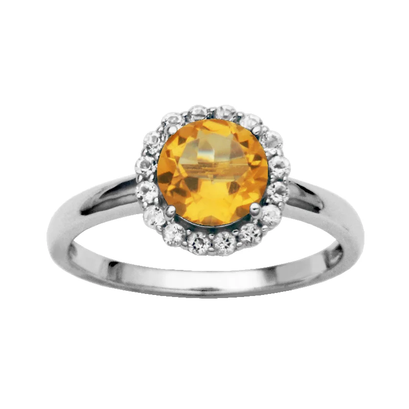 Sterling Silver Citrine and White Topaz Ring