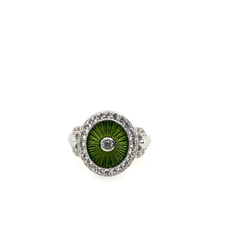 Sterling Silver Lime Enamel Ring