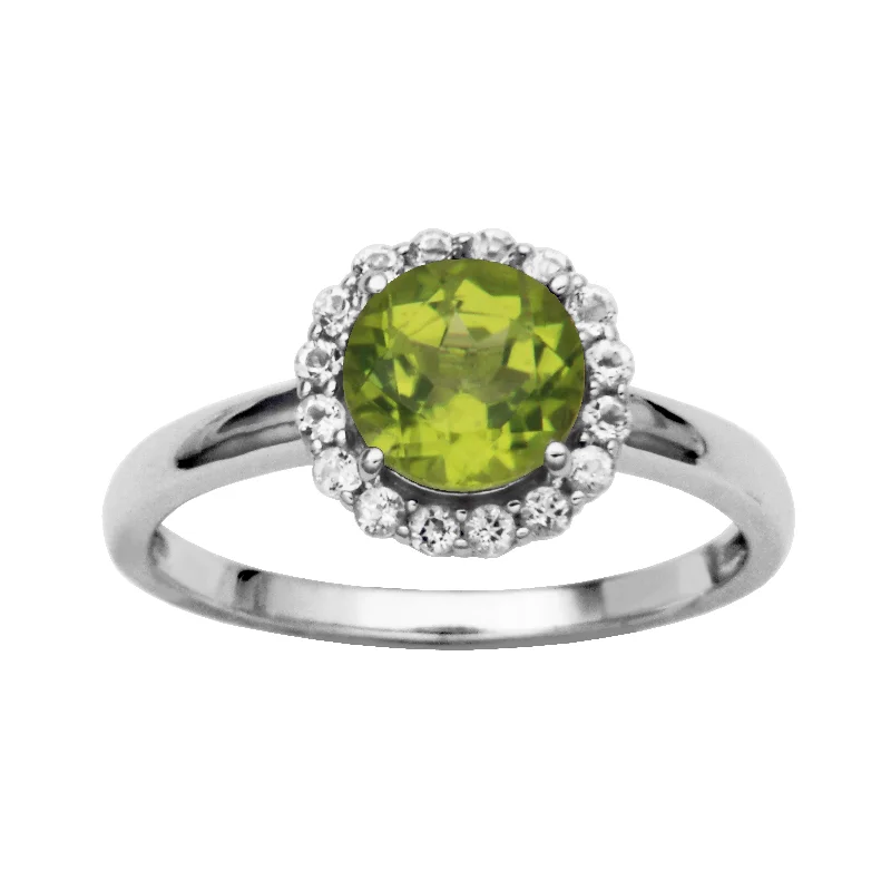 Sterling Silver Peridot and White Topaz Ring