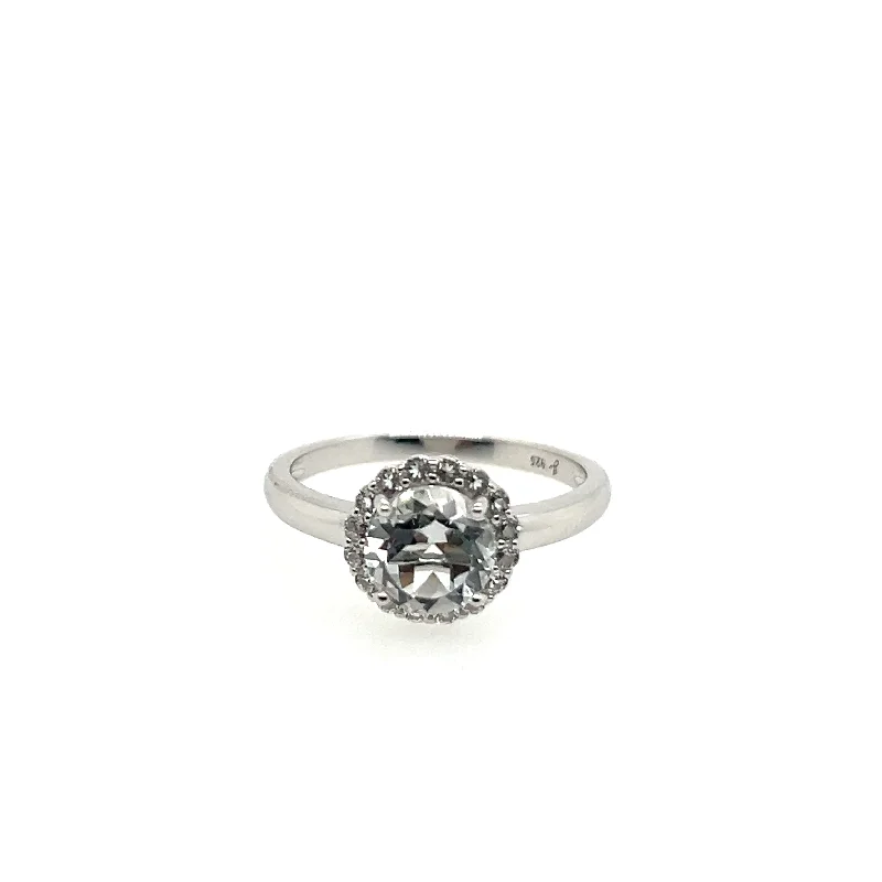 Sterling Silver White Topaz Ring