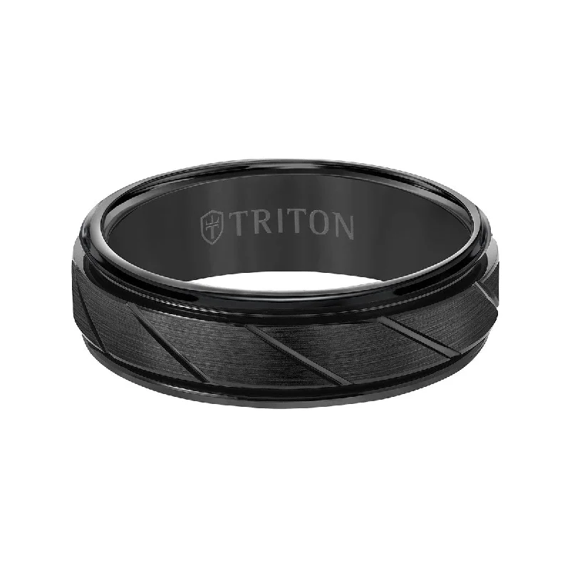 Triton 7MM Black Tungsten Wedding Band