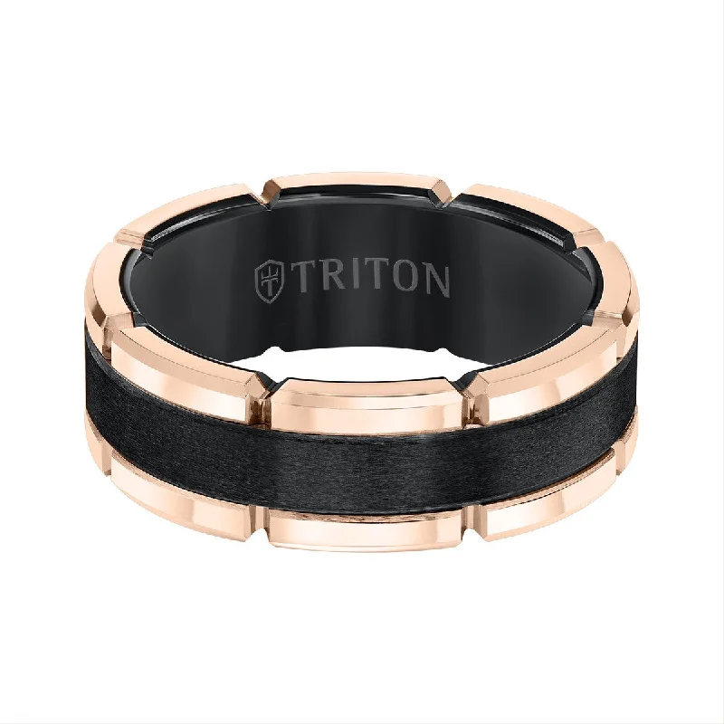 Triton 8MM Two-Tone Tungsten Wedding Band