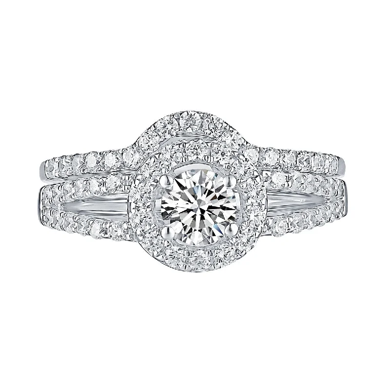 White Gold Round Engagement Ring S2016104A and Band S2016104B